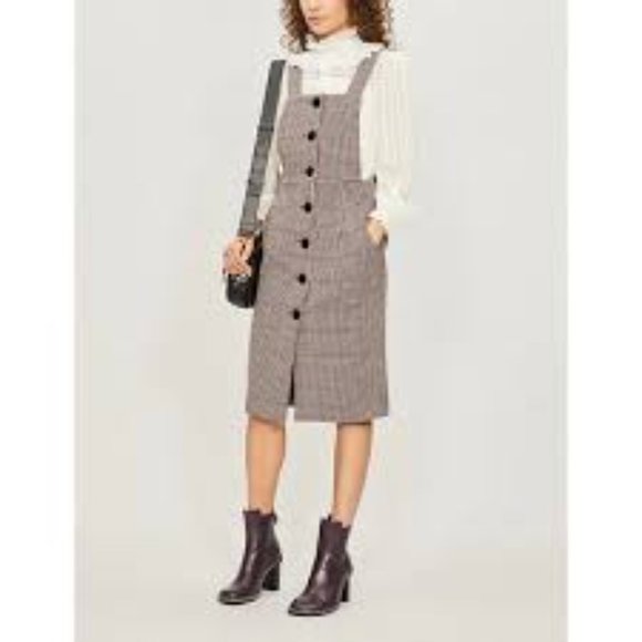BA&SH Robe Penelope Houndstooth Wool Blend Overall Lady Dress US Size 2 XS NWT - Picture 3 of 16